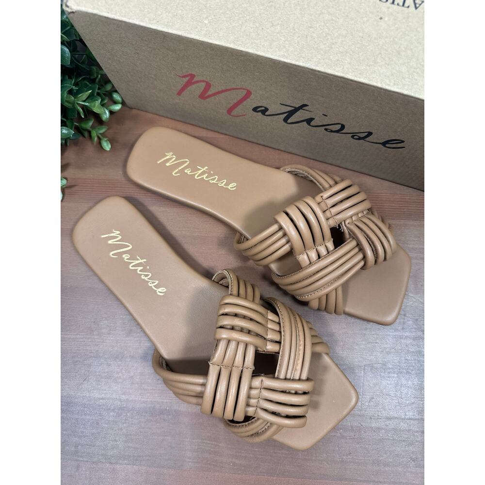 Matisse Women's Samson Leather Knotted Slide Sandals Tan Size 10